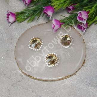 Стразы пришивные в серебряной оправе "Круг" 18 мм (цв. бежевый 22) 1 шт.