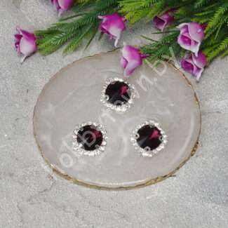 Стразы пришивные в серебряной оправе "Круг" 18 мм (цв. бургунди 13) 1 шт.