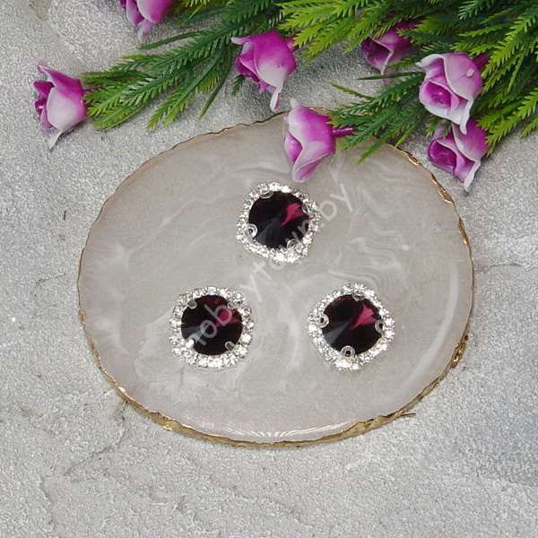 Стразы пришивные в серебряной оправе "Круг" 18 мм (цв. бургунди 13) 1 шт.