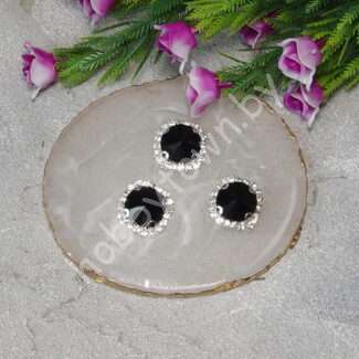 Стразы пришивные в серебряной оправе "Круг" 18 мм (цв. чёрный 16) 1 шт.