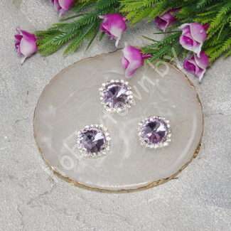 Стразы пришивные в серебряной оправе "Круг" 18 мм (цв. фиолетовый 25) 1 шт.