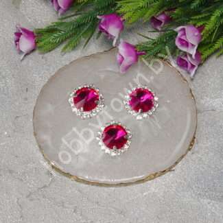 Стразы пришивные в серебряной оправе "Круг" 18 мм (цв. фуксия 26) 1 шт.