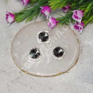 Стразы пришивные в серебряной оправе "Круг" 18 мм (цв. графит 2) 1 шт.