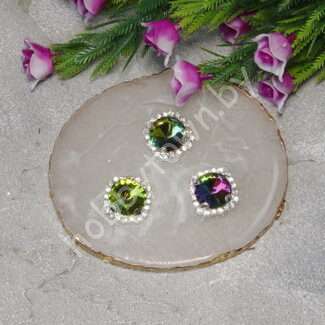 Стразы пришивные в серебряной оправе "Круг" 18 мм (цв. хамелеон 24) 1 шт.