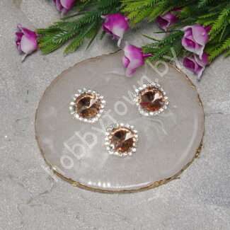 Стразы пришивные в серебряной оправе "Круг" 18 мм (цв. розовый персик 19) 1 шт.