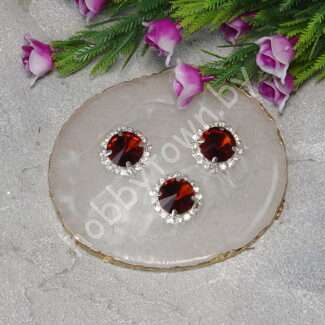 Стразы пришивные в серебряной оправе "Круг" 18 мм (цв. шоколадный 08) 1 шт.