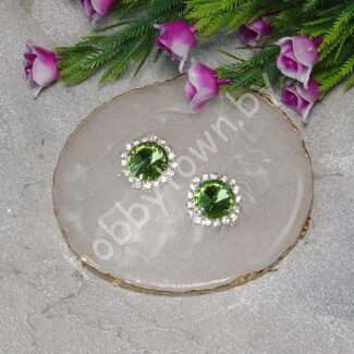 Стразы пришивные в серебряной оправе "Круг" 18 мм (цв. св-зелёный) 1 шт.