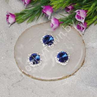 Стразы пришивные в серебряной оправе "Круг" 18 мм (цв. светло-синий 10) 1 шт.