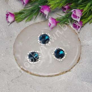 Стразы пришивные в серебряной оправе "Круг" 18 мм (цв. тёмно-бирюзовый 8) 1 шт.