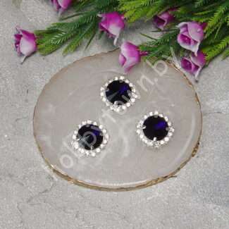 Стразы пришивные в серебряной оправе "Круг" 18 мм (цв. тёмно-синий 28) 1 шт.