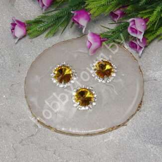 Стразы пришивные в серебряной оправе "Круг" 18 мм (цв. золото 21) 1 шт.