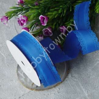 Лента репсовая с ажурными краями 30 мм (цв. синий 40 ) 1 м