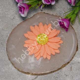 Патч сборный из корейского фетра Цветок 50 мм (цв. лососевый) 1 шт.