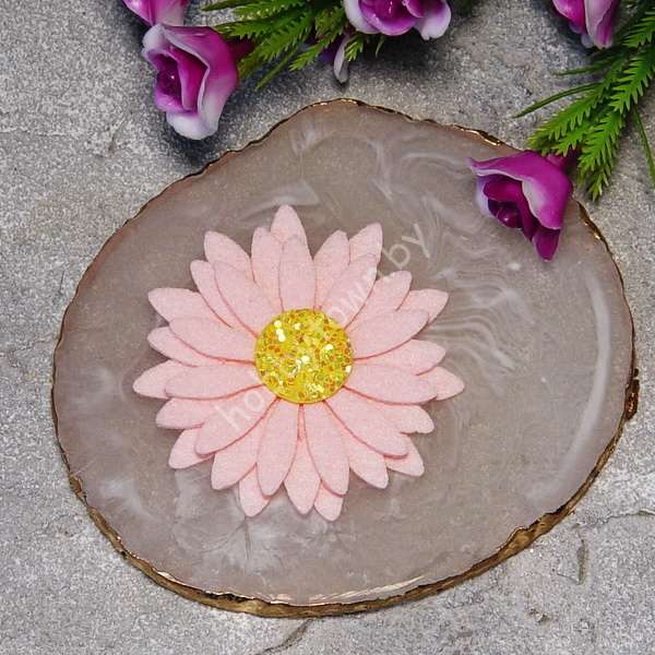 Патч сборный из корейского фетра Цветок 50 мм (цв. нежно-розовый) 1 шт.