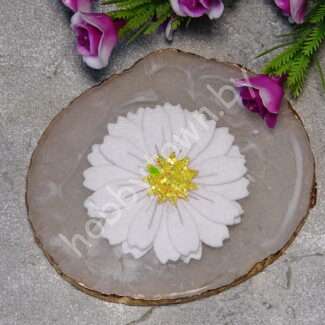 Патч сборный из корейского фетра Ромашка 50 мм (цв. белый) 1 шт.