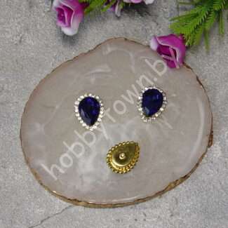 Стразы пришивные в золотой оправе Капля 14x18 мм (цв. синий 09) 1 шт.