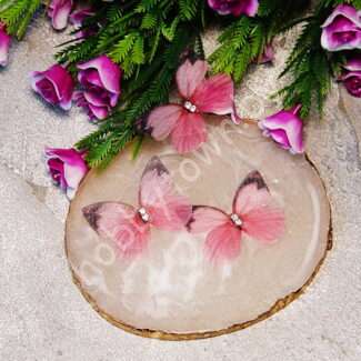 Бабочка шифоновая двухслойная со стразами, 30 мм (цв. 28) 1 шт.