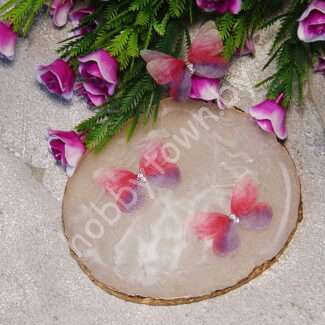 Бабочка шифоновая двухслойная со стразами, 30 мм (цв. 42) 1 шт.