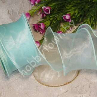 Лента органза с декоративным швом 60 мм (цв. аквамариновый 11) 1 м