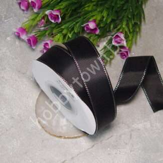 Лента репсовая 25 мм (цв. чёрный с люрексом серебро) 1 м