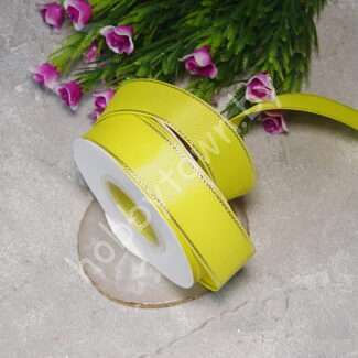 Лента репсовая 25 мм (цв. жёлтый с люрексом серебро) 1 м