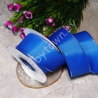 Лента репсовая 40 мм (цв. синий с люрексом серебро) 1 м