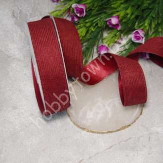 Лента вельвет/атлас 25 мм (цв. бордовый 36) 1 метр