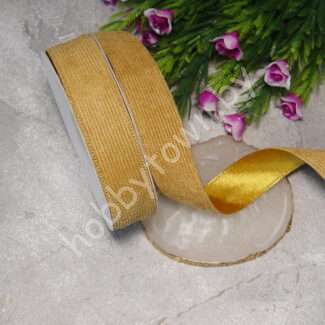 Лента вельвет/атлас 25 мм (цв. песочный 32) 1 метр