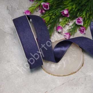 Лента вельвет/атлас 25 мм (цв. тёмно-синий 26) 1 метр