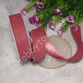 Лента вельвет/атлас 25 мм (цв. вишнёвая пенка 18) 1 метр