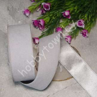 Лента вельвет/атлас 38 мм (цв. серый 11) 1 метр