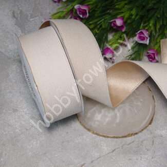 Лента вельвет/атлас 38 мм (цв. св-бежевый 27) 1 метр