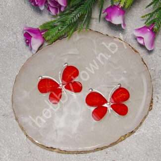 Серединка ювелирная Бабочка 28×22 мм (цв. красный ) 1 шт.