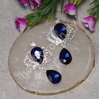 Серединка ювелирная Корона с подвеской 31x55 мм (цв. серебро/синий 18) 1 шт.