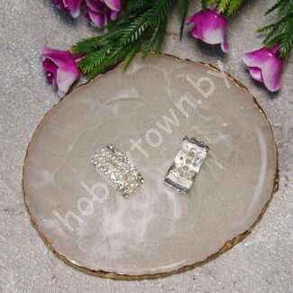 Кабошон флоризель металл 10x18 мм (цв.серебро) 1 шт.