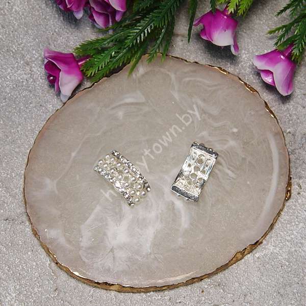 Кабошон флоризель металл 10x18 мм (цв.серебро) 1 шт.