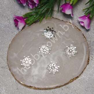 Кабошон флоризель металл Цветочек 15 мм (цв.серебро) 1 шт.