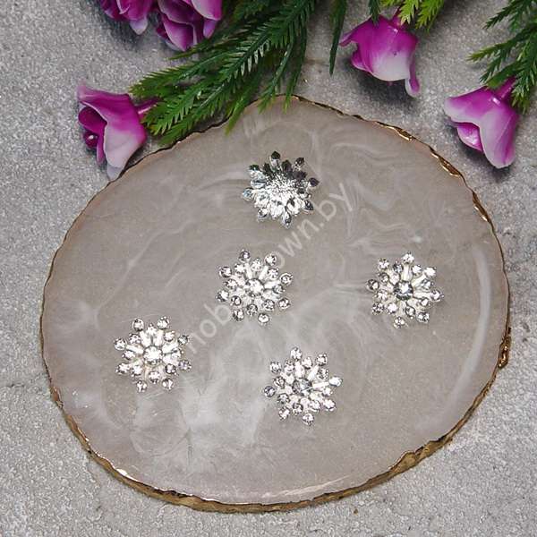 Кабошон флоризель металл Цветочек 15 мм (цв.серебро) 1 шт.