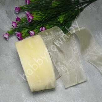 Лента органза 50 мм (цв. кремовый 1008) 1 метр