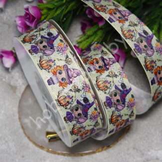 Лента репсовая с рисунком Девочки хеллоуин, 25 мм 1 м