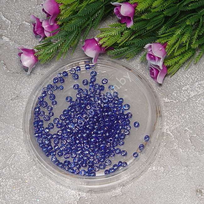 Бисер синий, непрозрачный, блестящий 50 гр. (размер 6/0)
