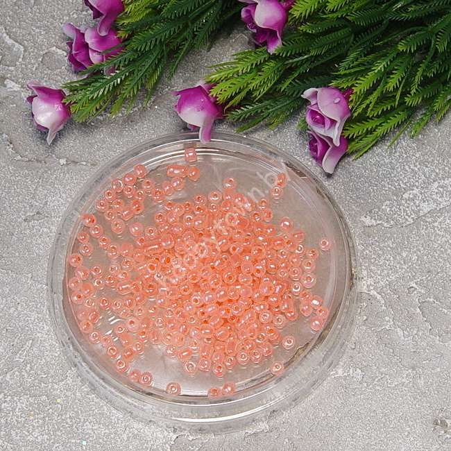 Бисер ярко-персиковый, непрозрачный, блестящий 50 гр. (размер 6/0)