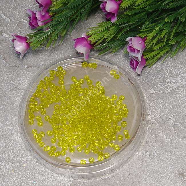 Бисер жёлтый, прозрачный 50 гр.(размер 6/0)