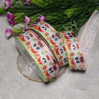 Лента репсовая 2,5 см, Мишка и панда, 1 м