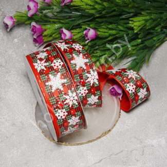 Лента репсовая 2,5 см Новогодняя 1 м