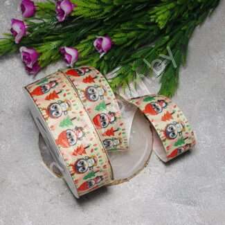 Лента репсовая 2,5 см, Пингвинчики, 1 м