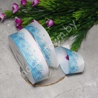 Лента репсовая 2,5 см Снежинки, №3, 1 м