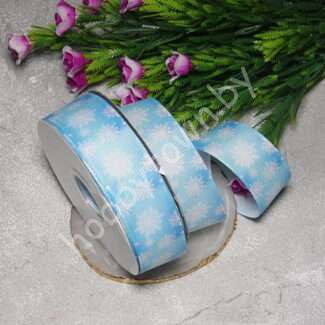 Лента репсовая 2,5 см Снежинки, №4, 1 м