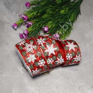 Лента репсовая с рисунком Новогодняя 40 мм 1 м