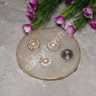 Кабошон флоризель со стразами пластик 18 мм (цв. золото) 1 шт.